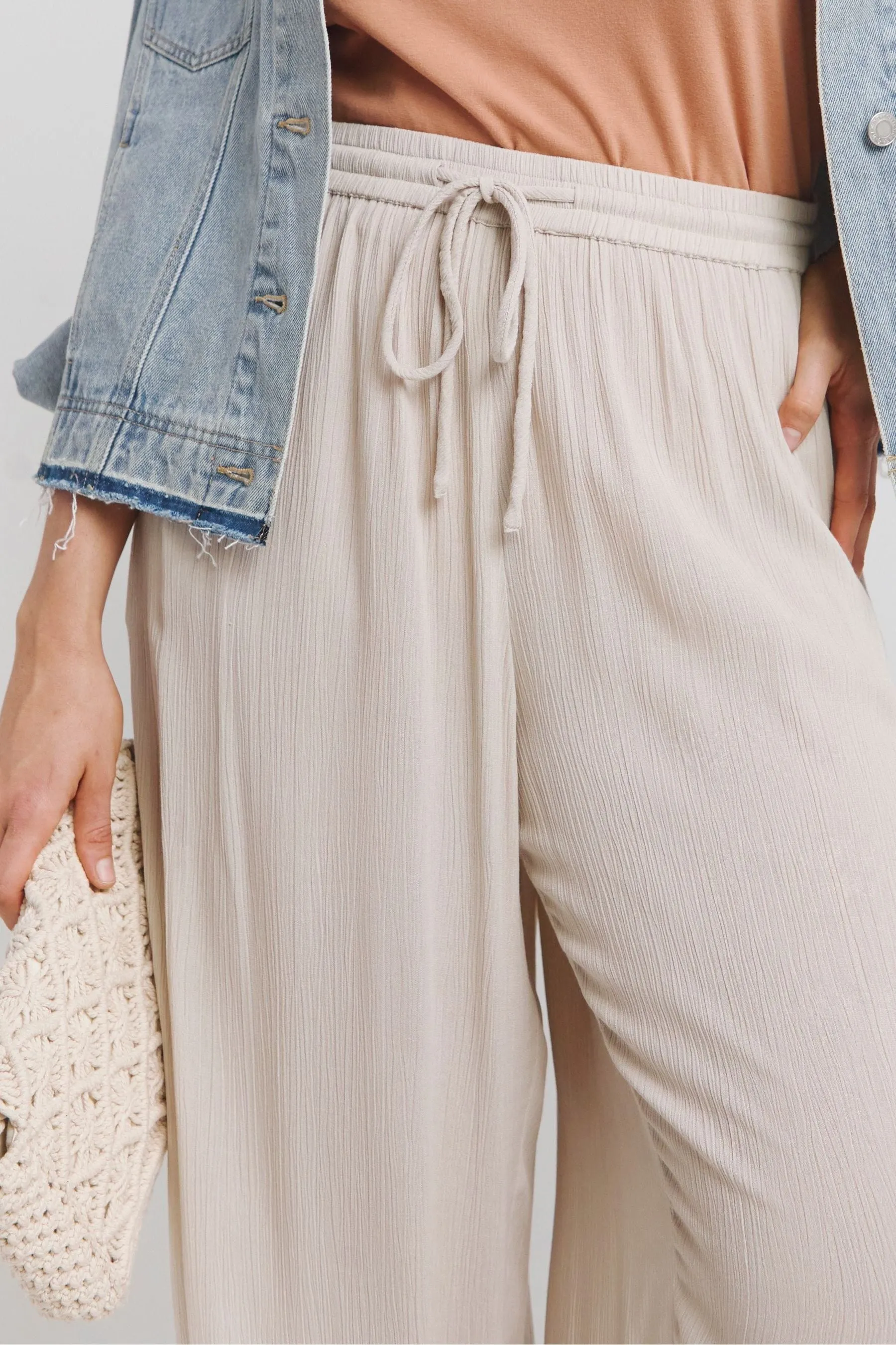 Simply Be - Pantaloni ampia stropicciata allacciata in vita    