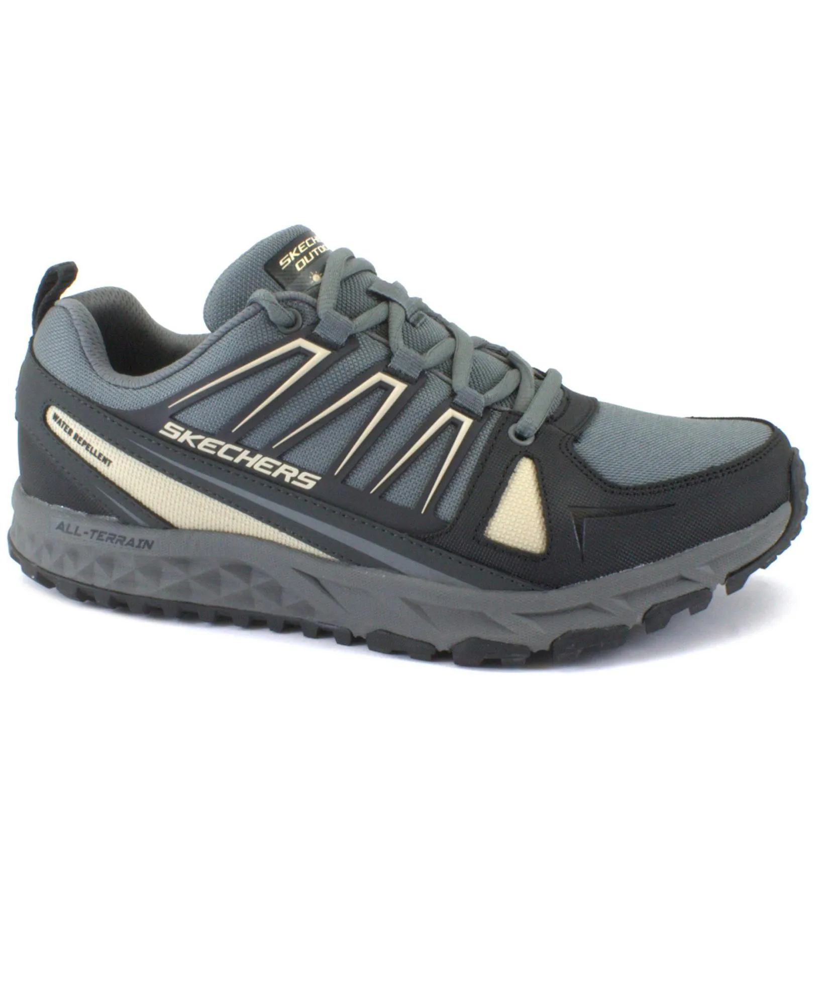 SKECHERS 237327 ESCAPE PLAN charcoal black grigio scarpe uomo sneakers lacci water repellent