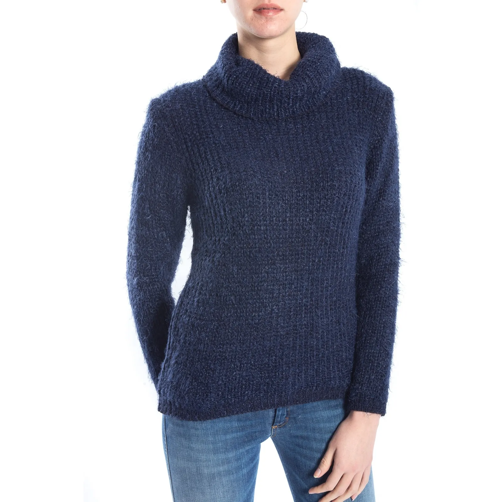 SLIDE OF LIFE Maglia calda elasticizzata con collo BLUE art. ELA06