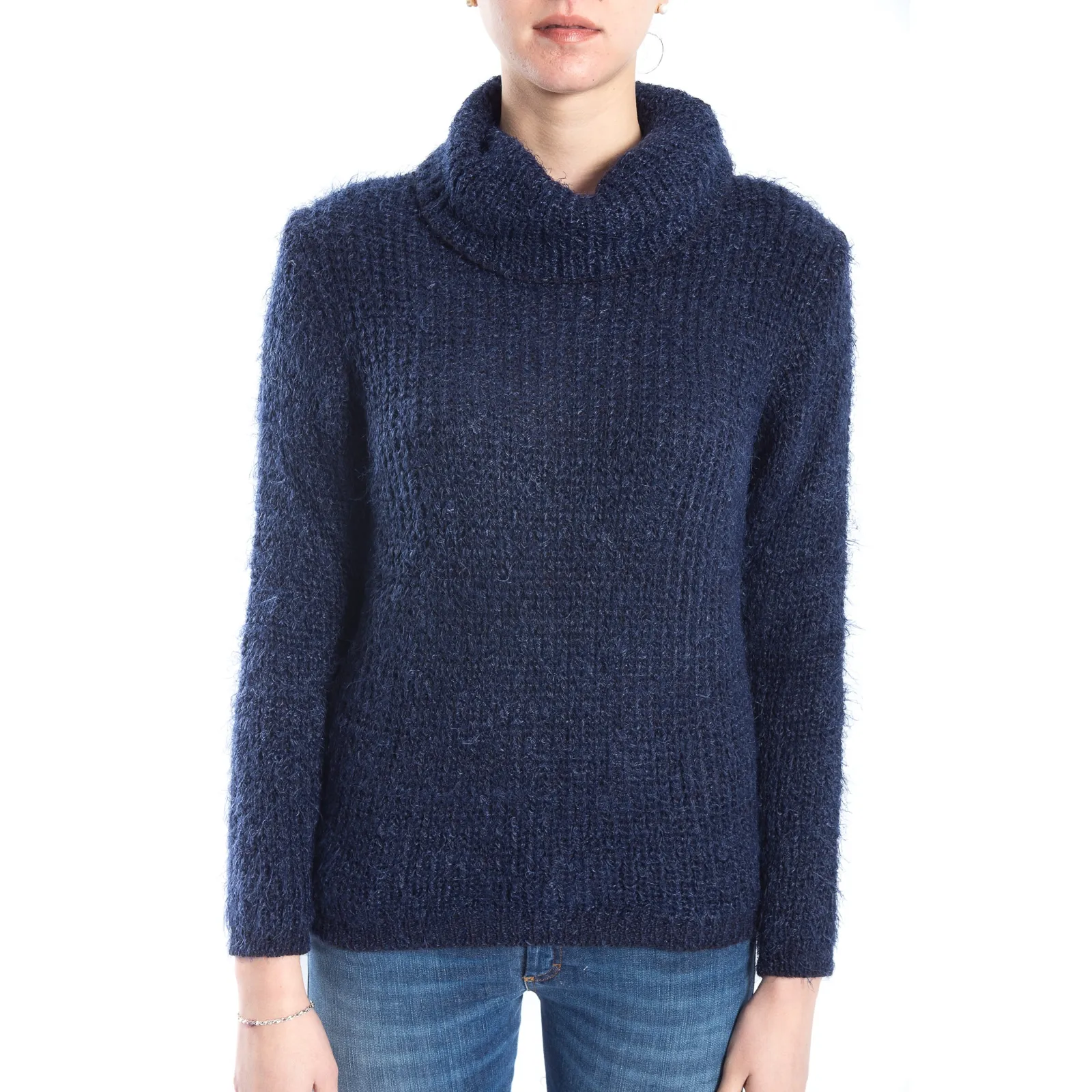 SLIDE OF LIFE Maglia calda elasticizzata con collo BLUE art. ELA06