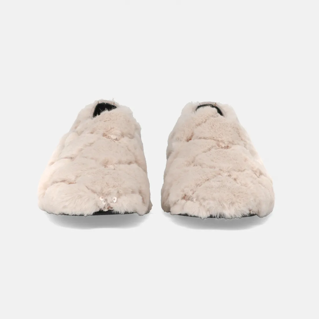 Slip on Ballerina in ecopelliccia avorio con paillettes