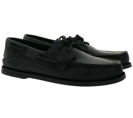 SPERRY Autentiche scarpe da barca in pelle a 2 occhi originali da uomo con sistema di allacciatura 360 0836981 nere