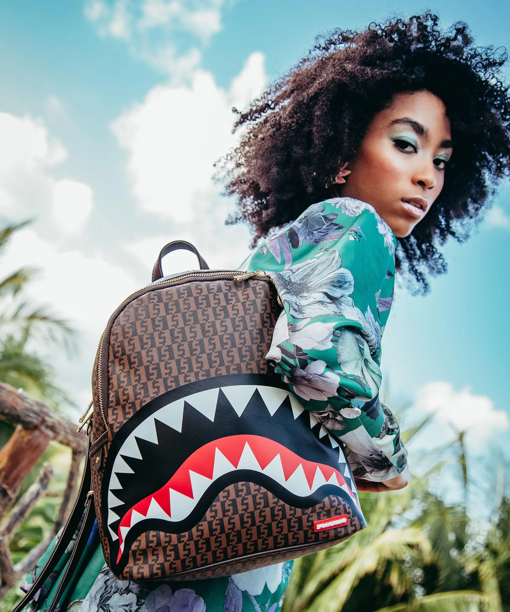  Sprayground Money Checkered Savage Zaino pelle sintetica marrone/nero  
