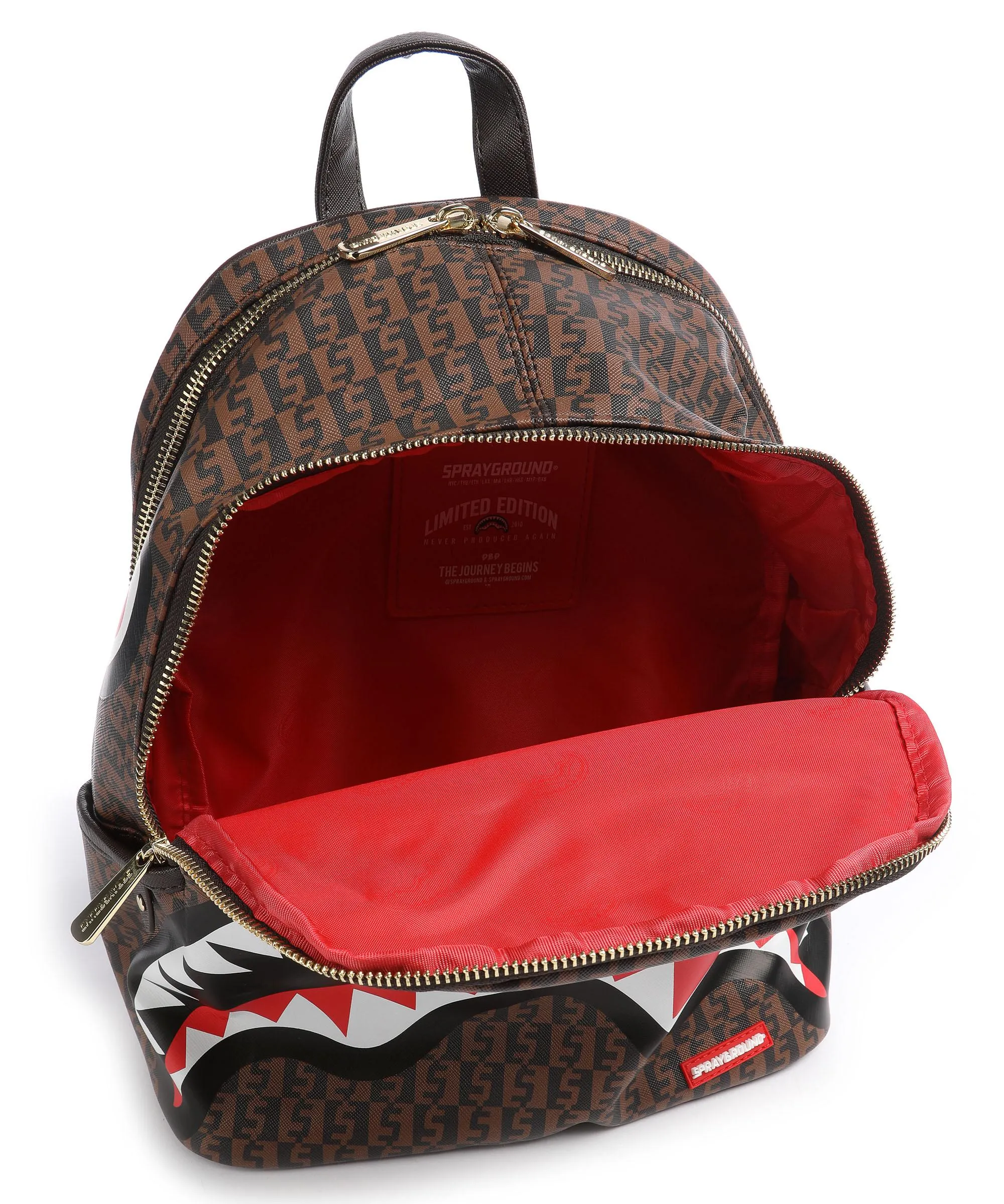  Sprayground Money Checkered Savage Zaino pelle sintetica marrone/nero  
