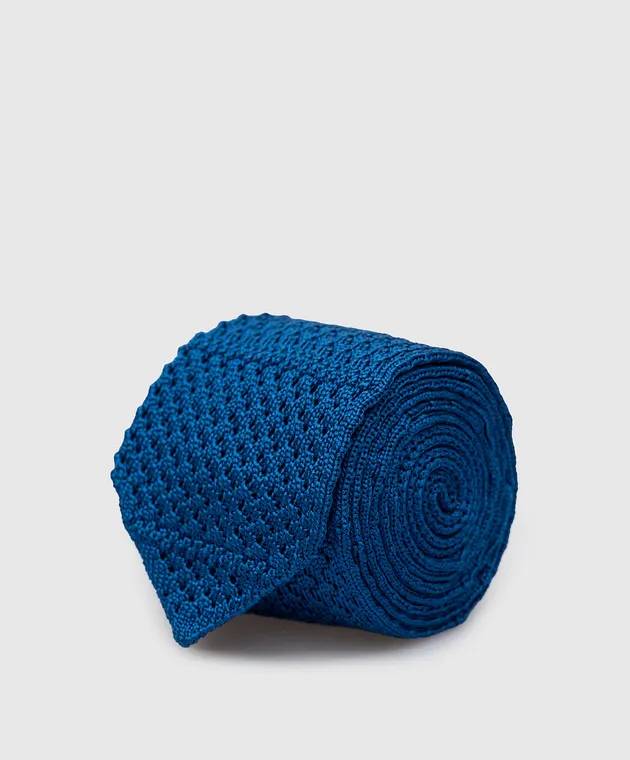 Stefano Ricci Cravatta da bambina in seta blu con logo ricamato YCRM2600SETA