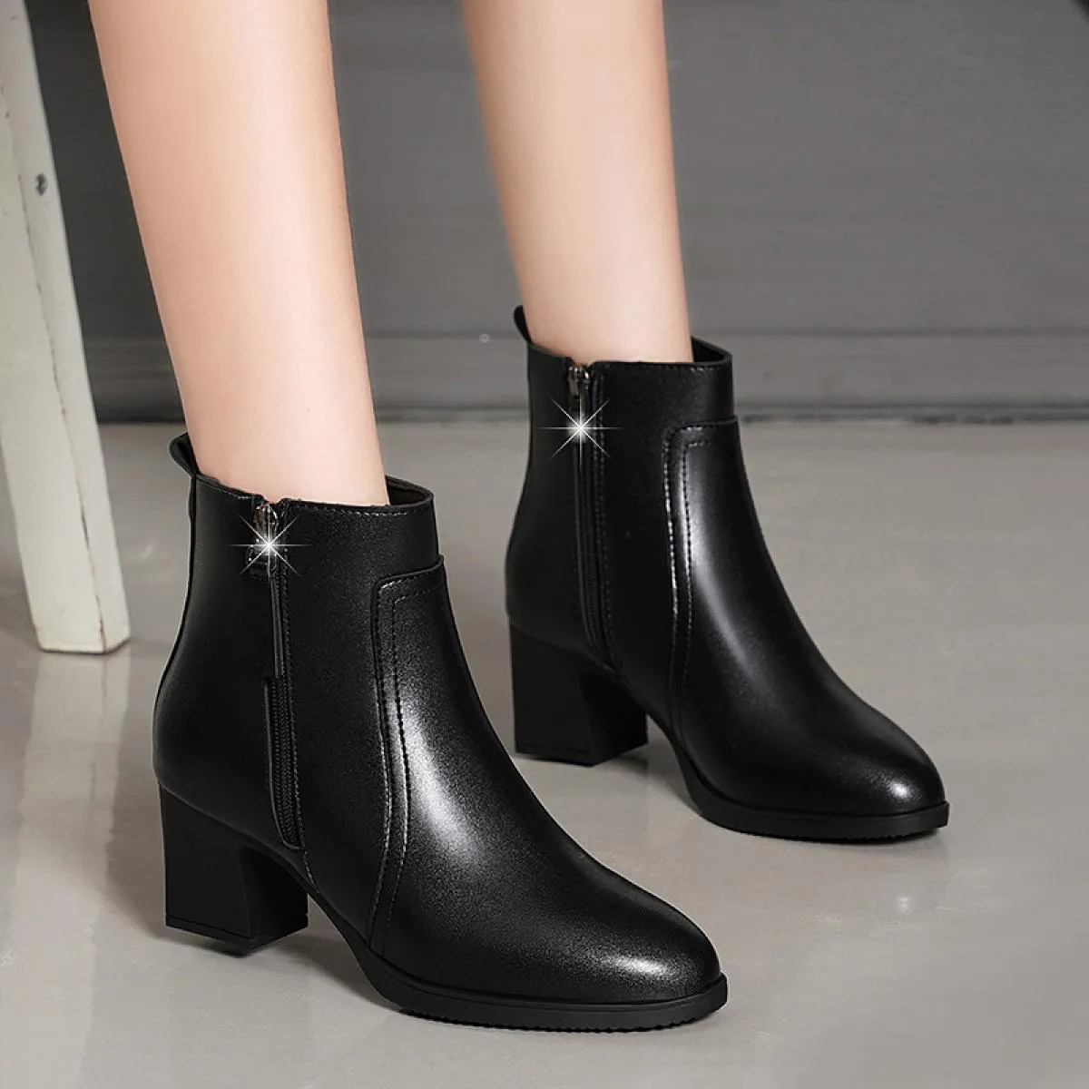 Stile donna moda festa abiti da discoteca stivali in vera pelle scarpe con tacco alto stivaletti Chelsea da donna alla caviglia