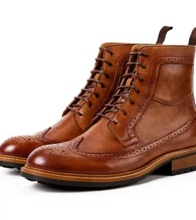 Stivaletti Chelsea da uomo fatti a mano Scarpe brogue invernali di lusso in vera pelle comoda alla caviglia piatta qualità marro