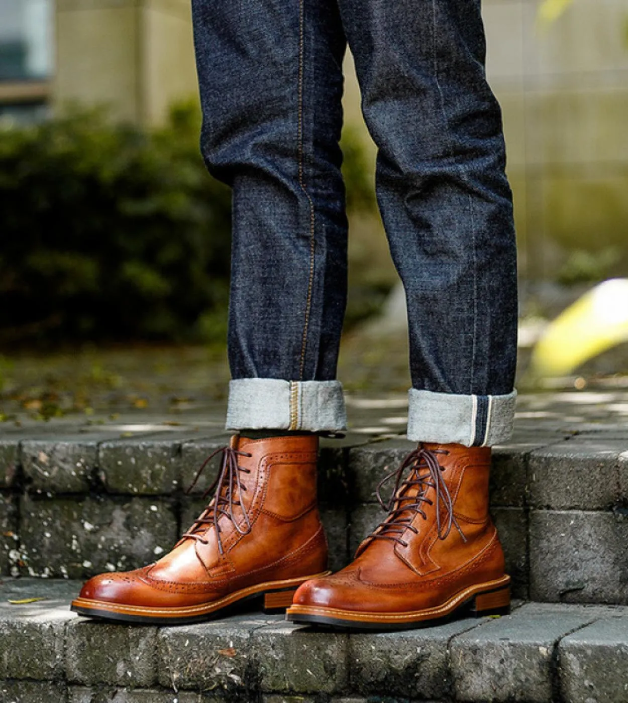 Stivaletti Chelsea da uomo fatti a mano Scarpe brogue invernali di lusso in vera pelle comoda alla caviglia piatta qualità marro
