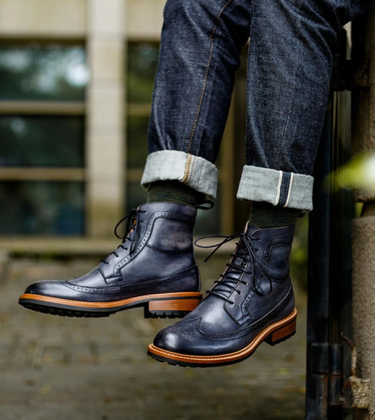 Stivaletti Chelsea da uomo fatti a mano Scarpe brogue invernali di lusso in vera pelle comoda alla caviglia piatta qualità marro