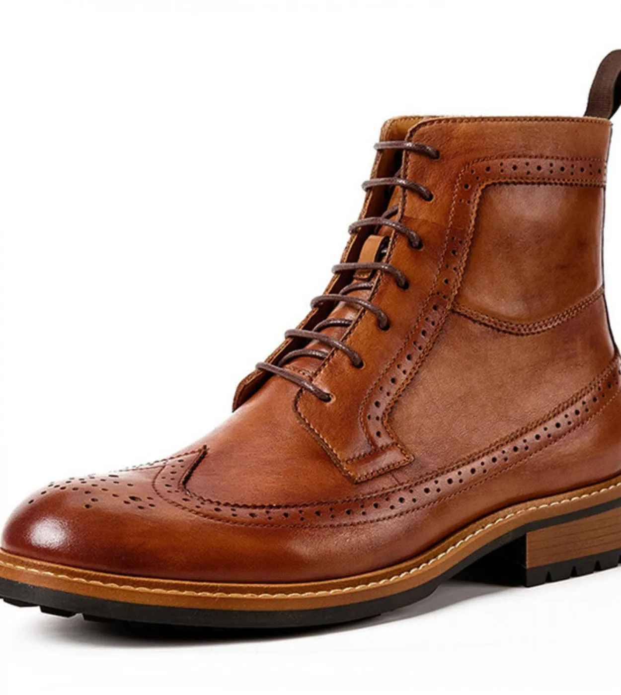Stivaletti Chelsea da uomo fatti a mano Scarpe brogue invernali di lusso in vera pelle comoda alla caviglia piatta qualità marro