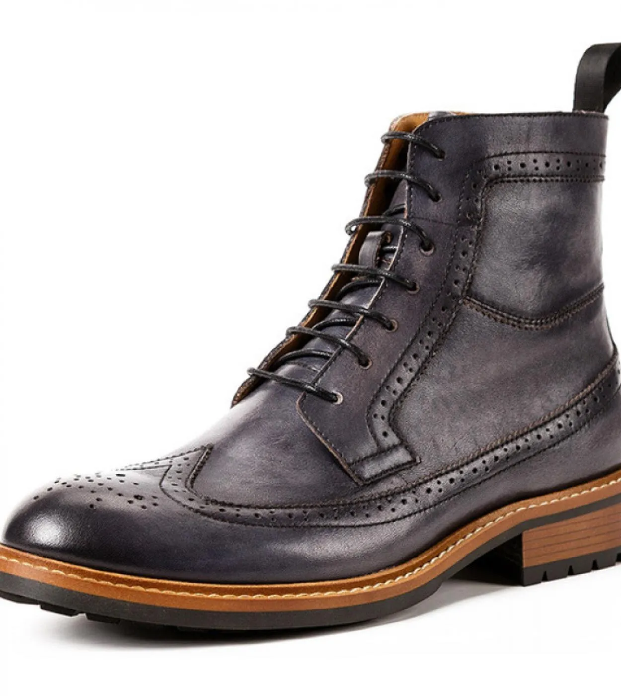 Stivaletti Chelsea da uomo fatti a mano Scarpe brogue invernali di lusso in vera pelle comoda alla caviglia piatta qualità marro