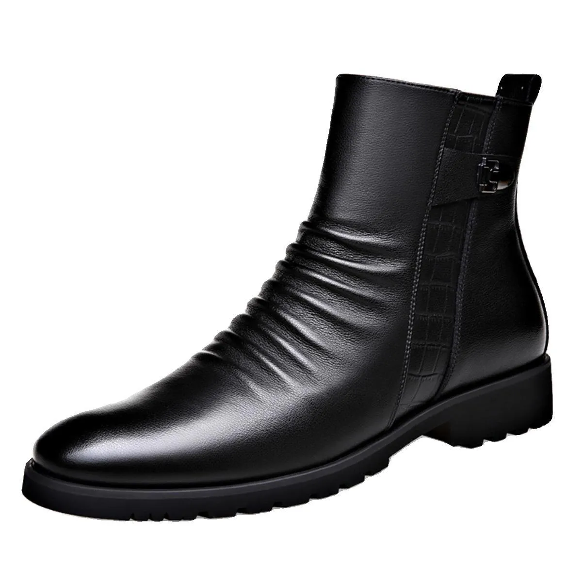 Stivaletti Chelsea da uomo in vera pelle bassi con cerniera in morbida pelle stile business scarpe da indossare in peluche Marti