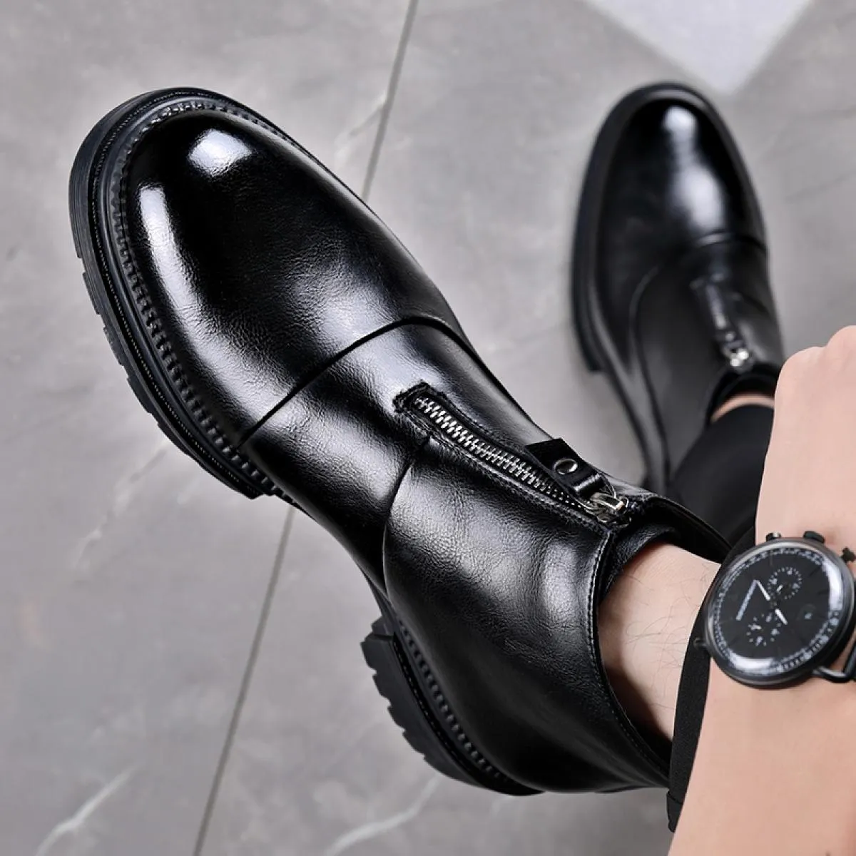 Stivaletti Chelsea da uomo in vera pelle ditale, bassi, in morbida pelle, stile business, scarpe da lavoro con velluto Martin El