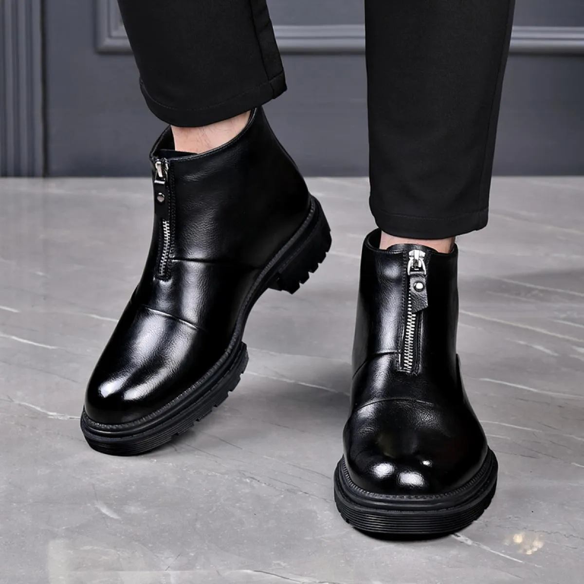 Stivaletti Chelsea da uomo in vera pelle ditale, bassi, in morbida pelle, stile business, scarpe da lavoro con velluto Martin El