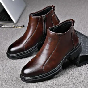 Stivaletti Chelsea da uomo stile inglese basso in vera pelle premium tubo da fumo fondo spesso cerniera laterale Martin con pelu