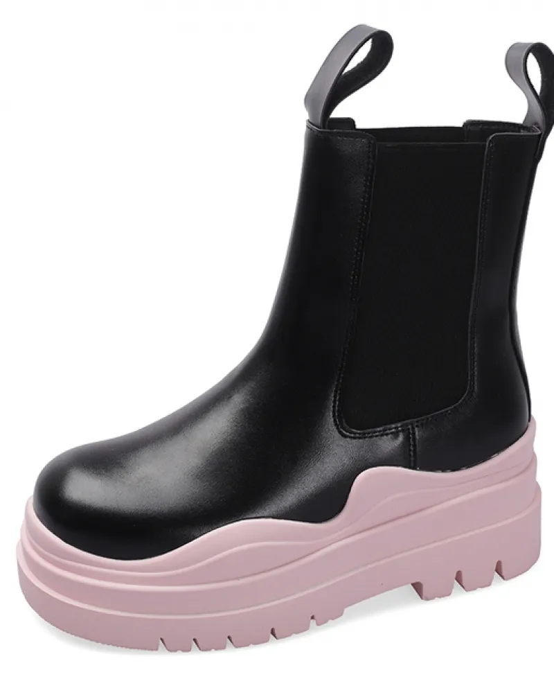 Stivaletti da donna con tacco grosso Scarpe da donna Autunno Inverno Stivali Chelsea Stivali da donna con plateau Stivali da don