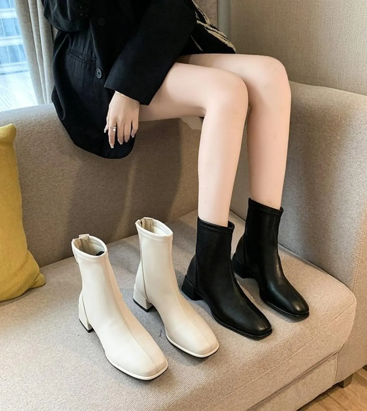 Stivaletti invernali Zip Donna Stivaletti con cerniera Donna Saldi Scarpe Inverno Autunno Stivali da donna