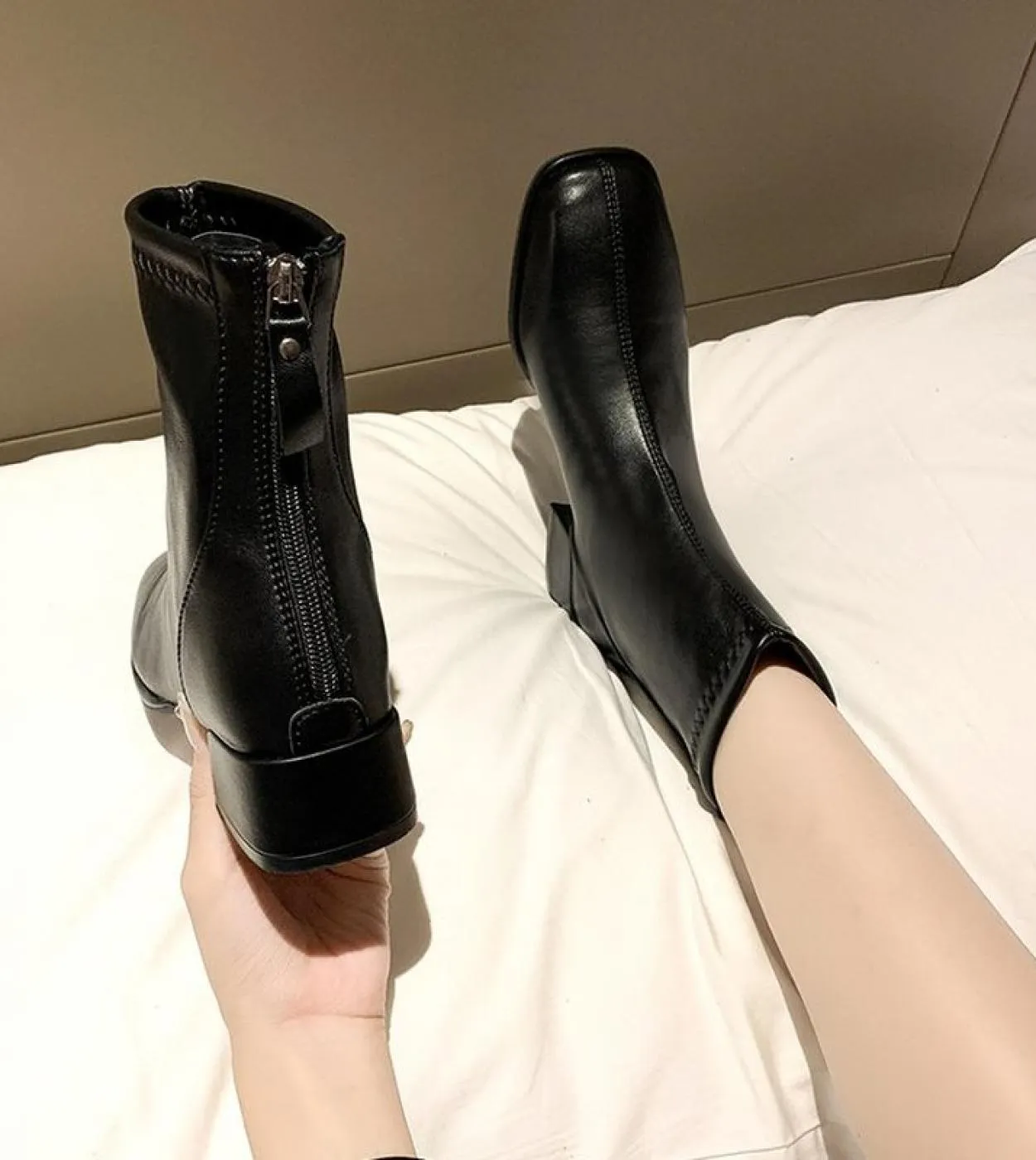 Stivaletti invernali Zip Donna Stivaletti con cerniera Donna Saldi Scarpe Inverno Autunno Stivali da donna