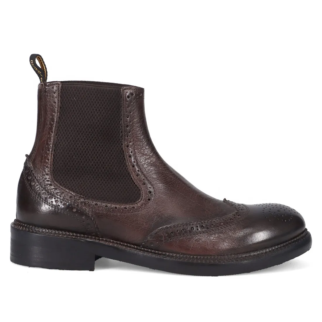 Stivaletto brogue JP David in pelle anticata marrone scuro