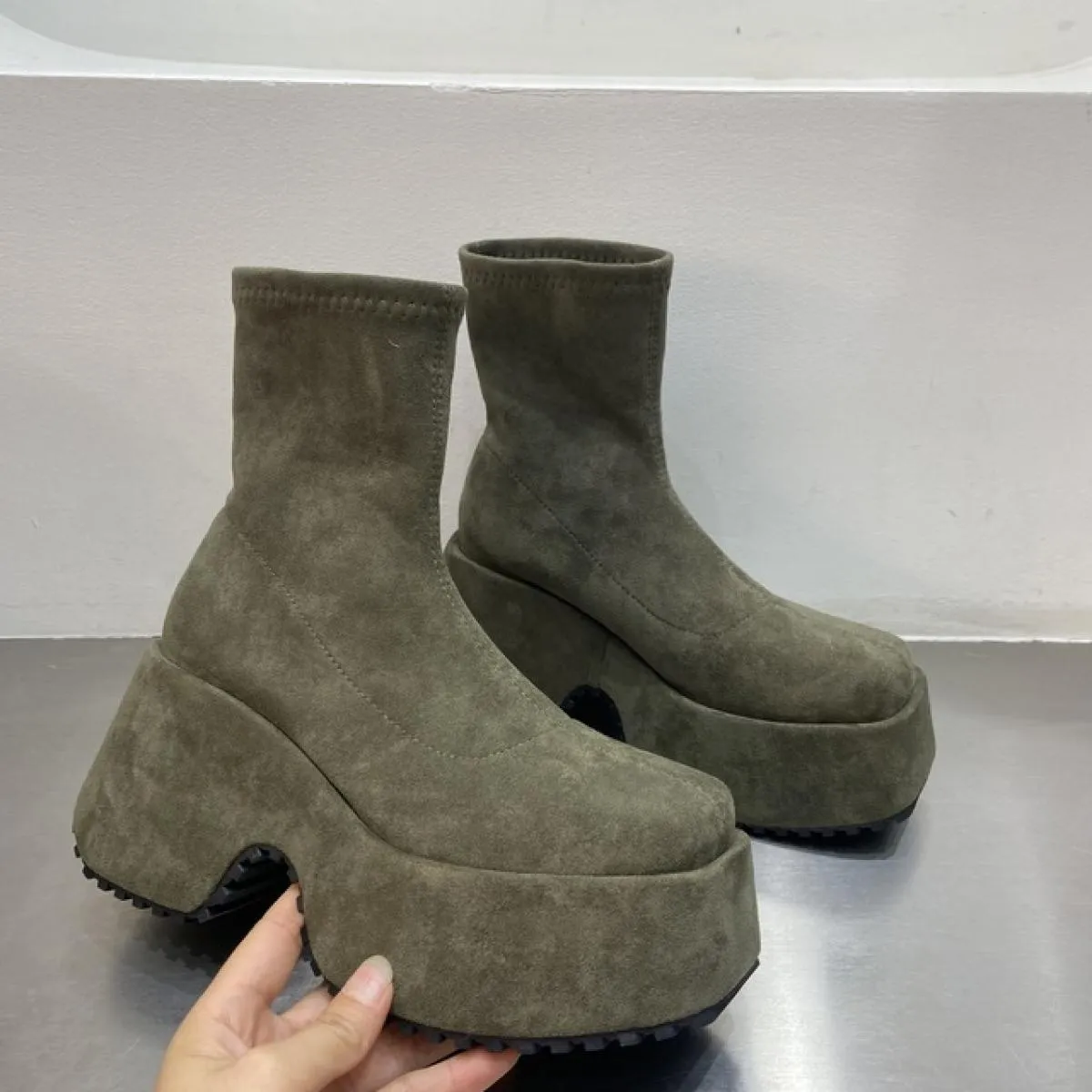 Stivali Chelsea con plateau grosso alla caviglia Stivaletti da donna Scarpe da donna Stivali da neve da motociclista Goth con al