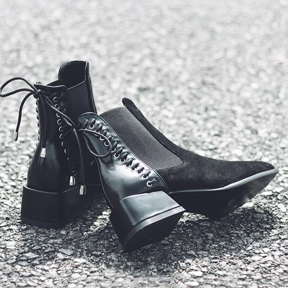 Stivali da cowboy per il tempo libero streetwear da donna Scarpe in pelle naturale traspirante Stivaletti Chelsea con punta a pu