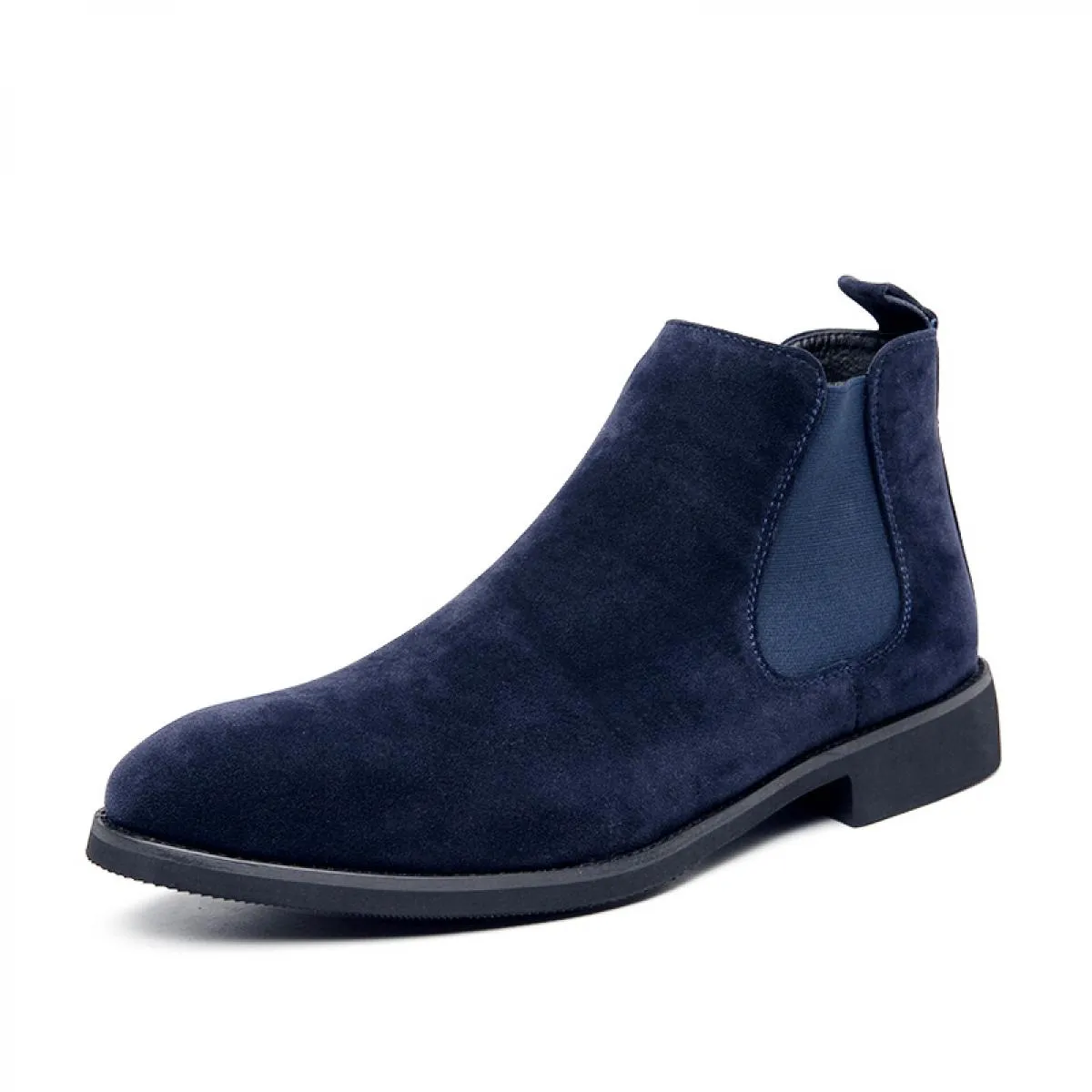 Stivali da uomo Chelsea blu Flock Business Wedding Scarpe formali fatte a mano Spedizione gratuita Taglia 38 48 Stivaletti da uo