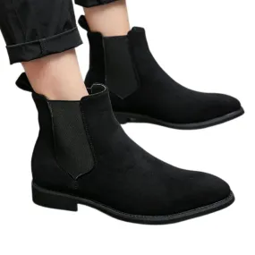 Stivali da uomo Chelsea neri Flock Business Wedding Scarpe formali fatte a mano Spedizione gratuita Taglia 38 48 Stivaletti da u