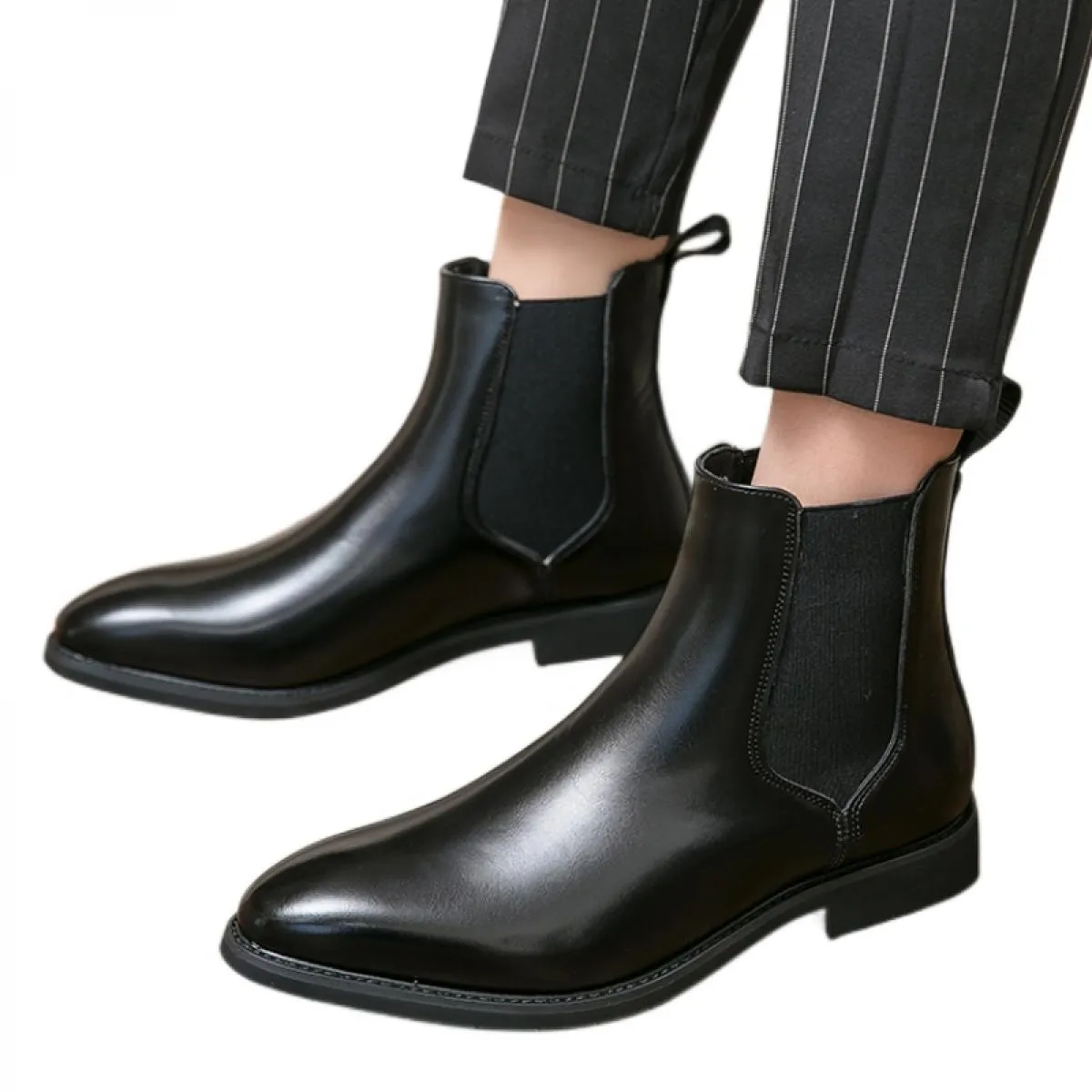 Stivali da uomo Chelsea neri Scarpe formali fatte a mano da matrimonio d'affari Spedizione gratuita Taglia 38 48 Stivaletti da u