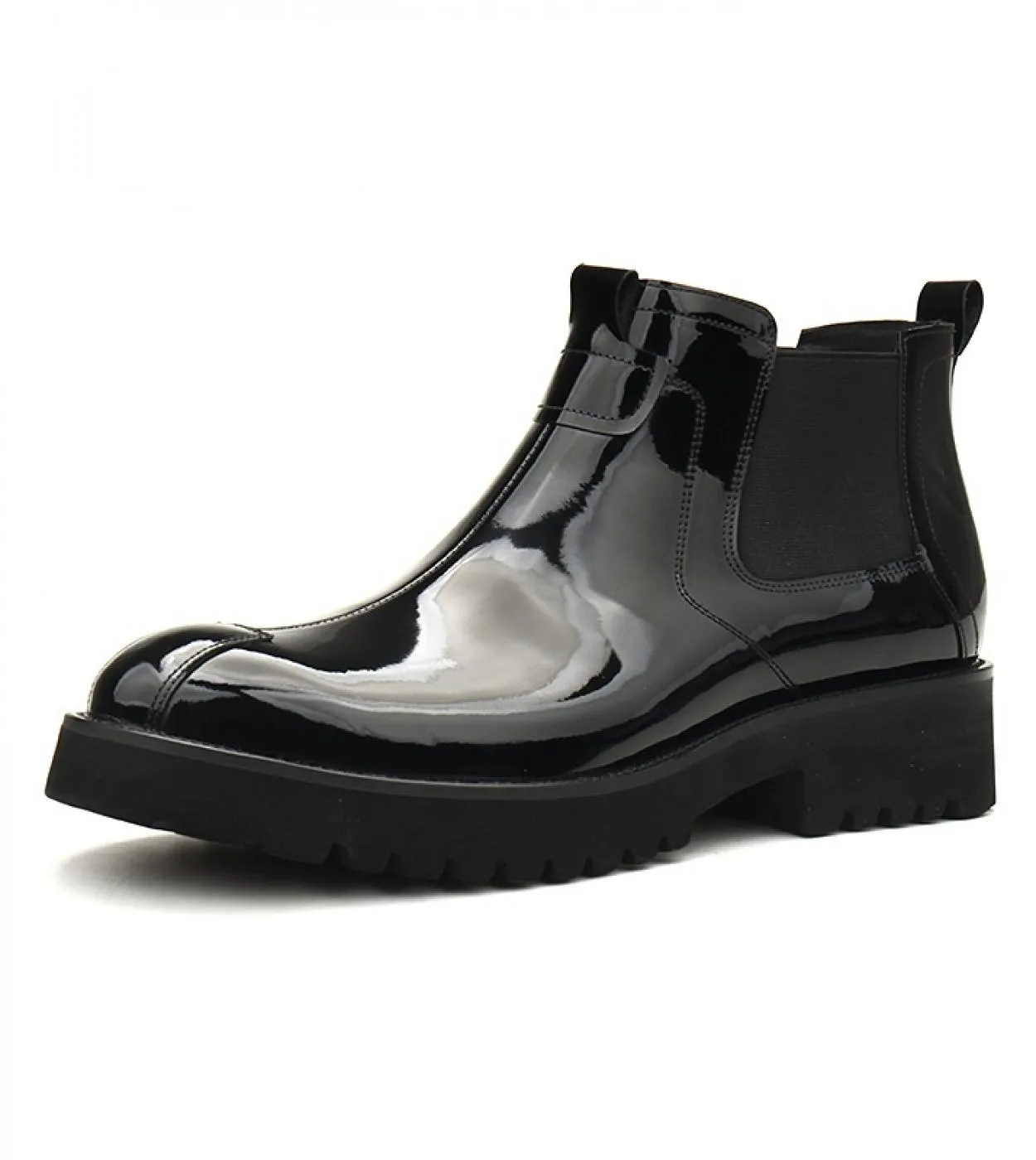 Stivali da uomo in pelle verniciata di lusso 2023 Piattaforma stile nuovo Slip On Stivaletti Chelsea da lavoro caldi alla cavigl