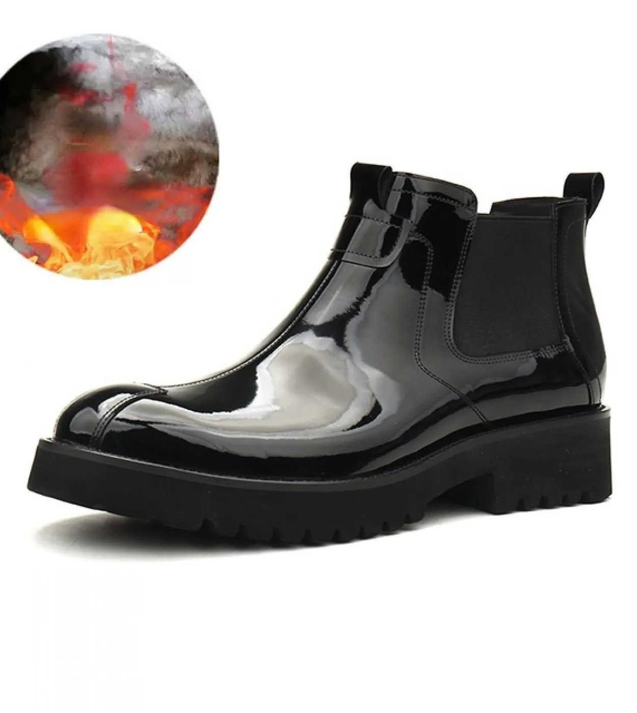 Stivali da uomo in pelle verniciata di lusso 2023 Piattaforma stile nuovo Slip On Stivaletti Chelsea da lavoro caldi alla cavigl