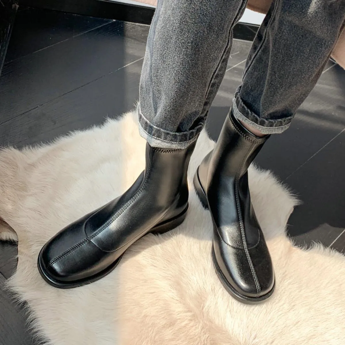 Stivali elasticizzati Stivaletti Scarpe con tacco basso Stivali da donna 2023 Stivaletti da donna bassi