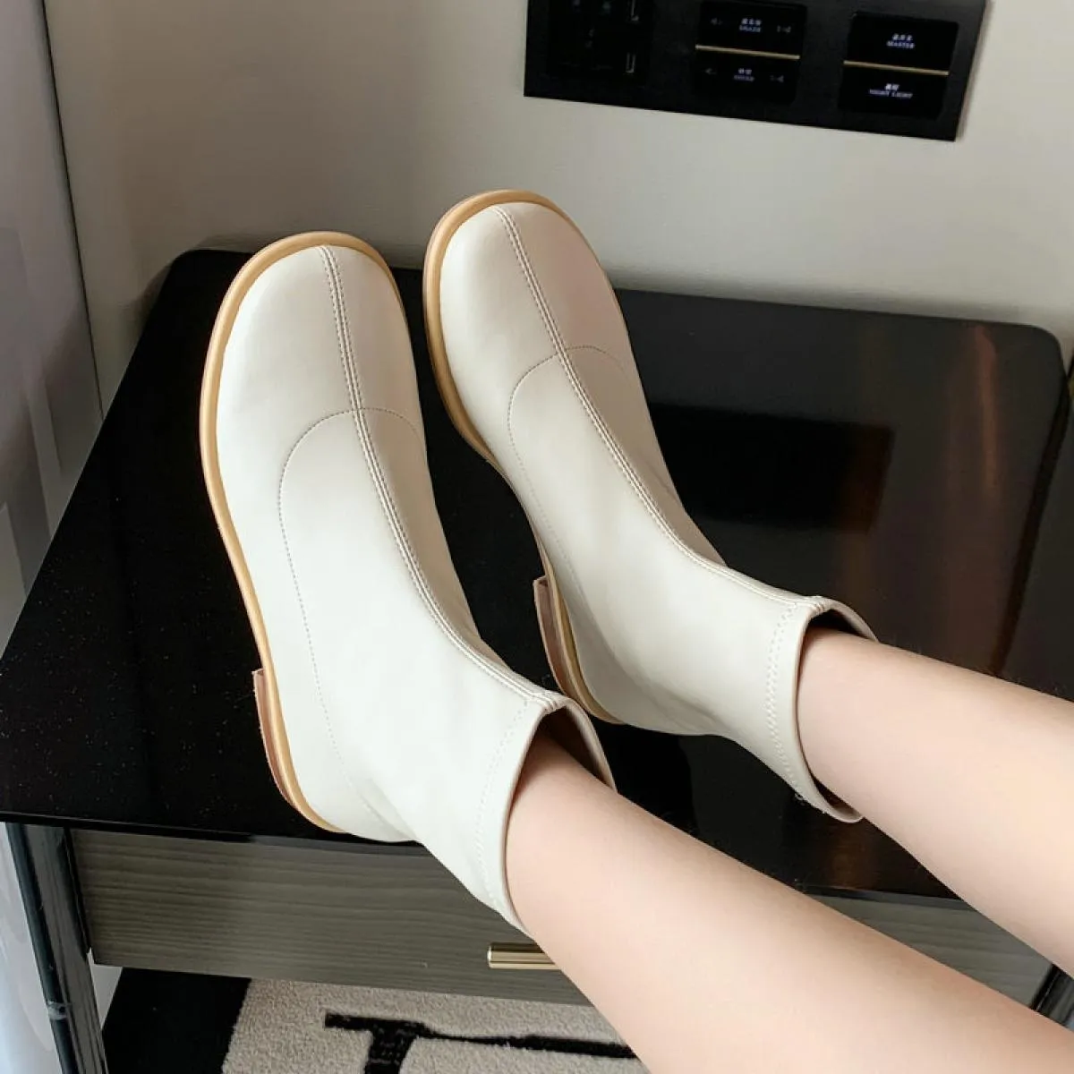 Stivali elasticizzati Stivaletti Scarpe con tacco basso Stivali da donna 2023 Stivaletti da donna bassi