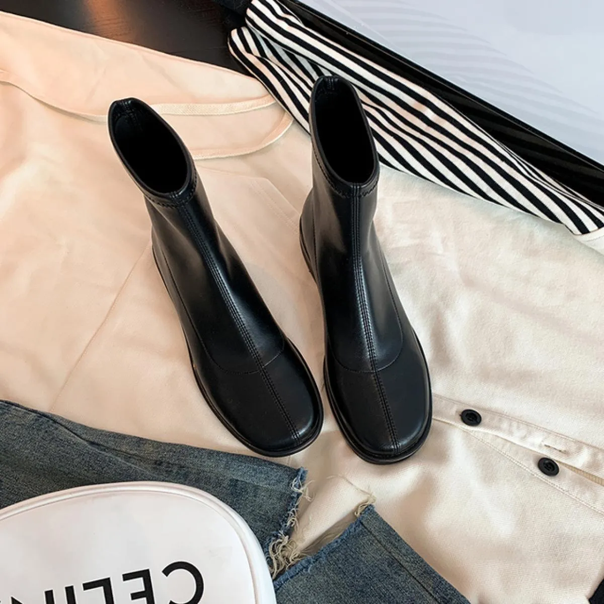 Stivali elasticizzati Stivaletti Scarpe con tacco basso Stivali da donna 2023 Stivaletti da donna bassi