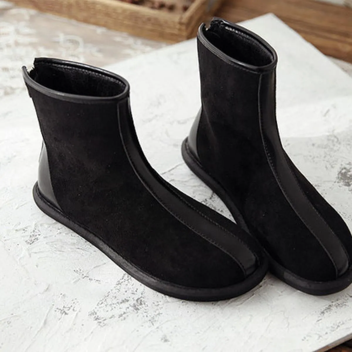Stivali invernali da donna Stivaletti da donna Stivaletti corti Stivali piatti Stivali da donna Retro