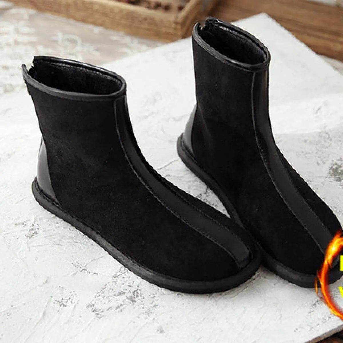 Stivali invernali da donna Stivaletti da donna Stivaletti corti Stivali piatti Stivali da donna Retro