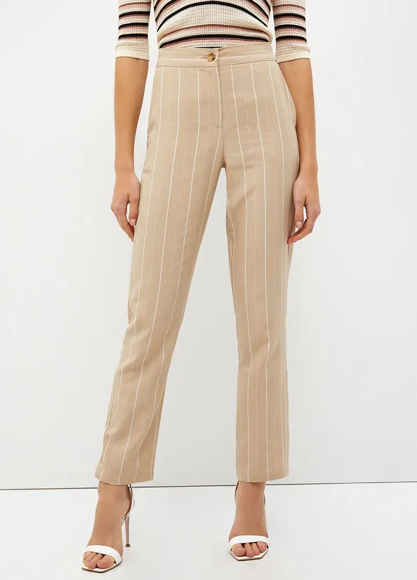 Striped Pants in Blended Linen Liu Jo / Beige