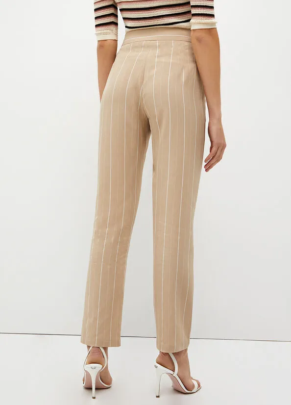 Striped Pants in Blended Linen Liu Jo / Beige