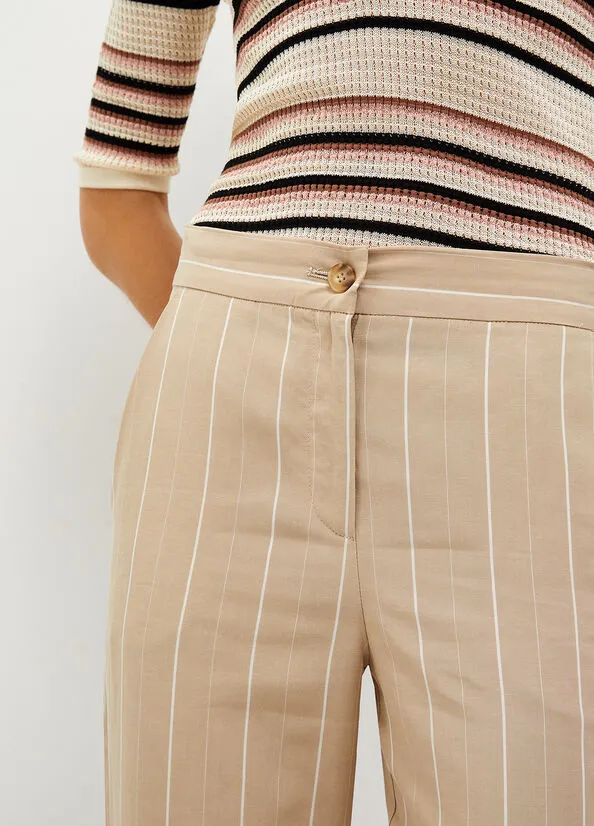 Striped Pants in Blended Linen Liu Jo / Beige