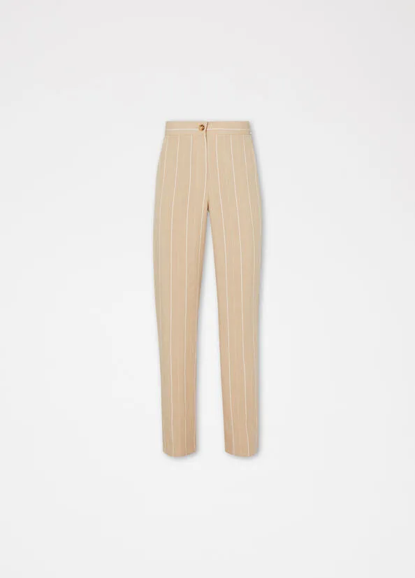 Striped Pants in Blended Linen Liu Jo / Beige