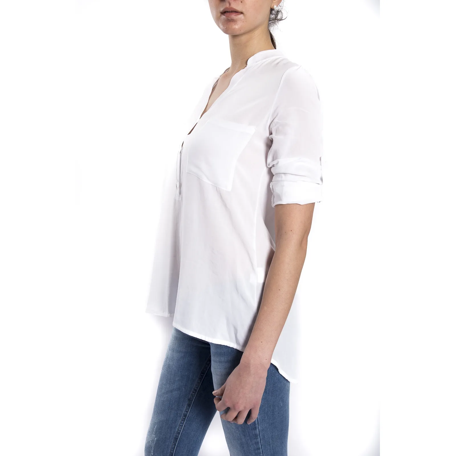 SUSY MIX Camicia serafino con bottoni BIANCO art. 43112MP