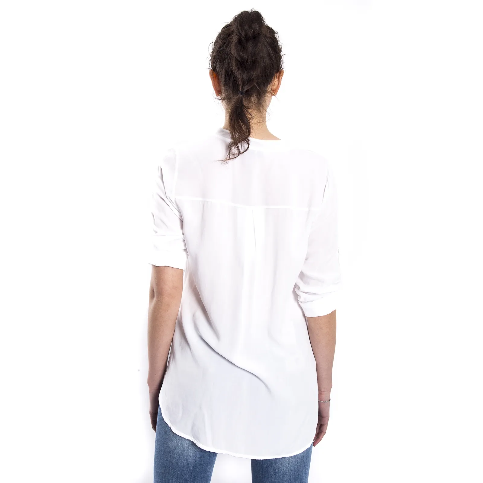 SUSY MIX Camicia serafino con bottoni BIANCO art. 43112MP