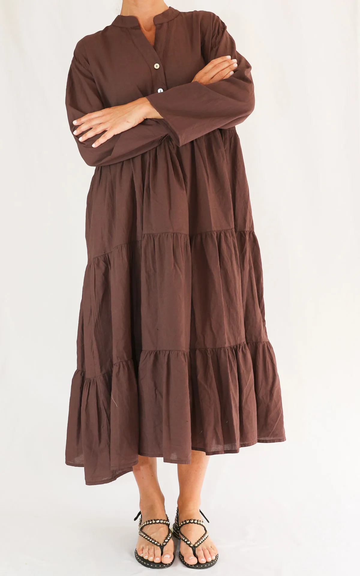 SUSYMIX – Abito camicia balze – CAFFÈ