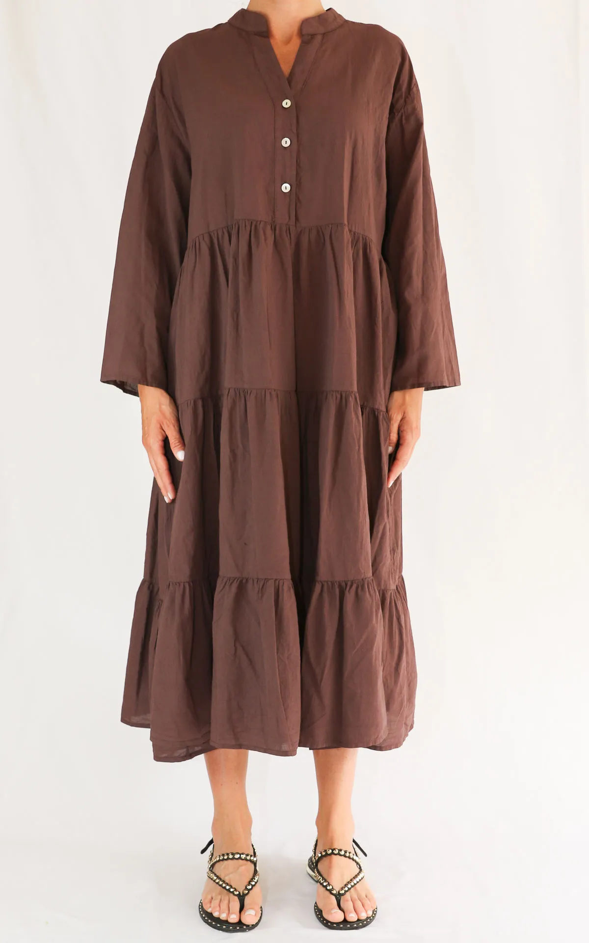 SUSYMIX – Abito camicia balze – CAFFÈ