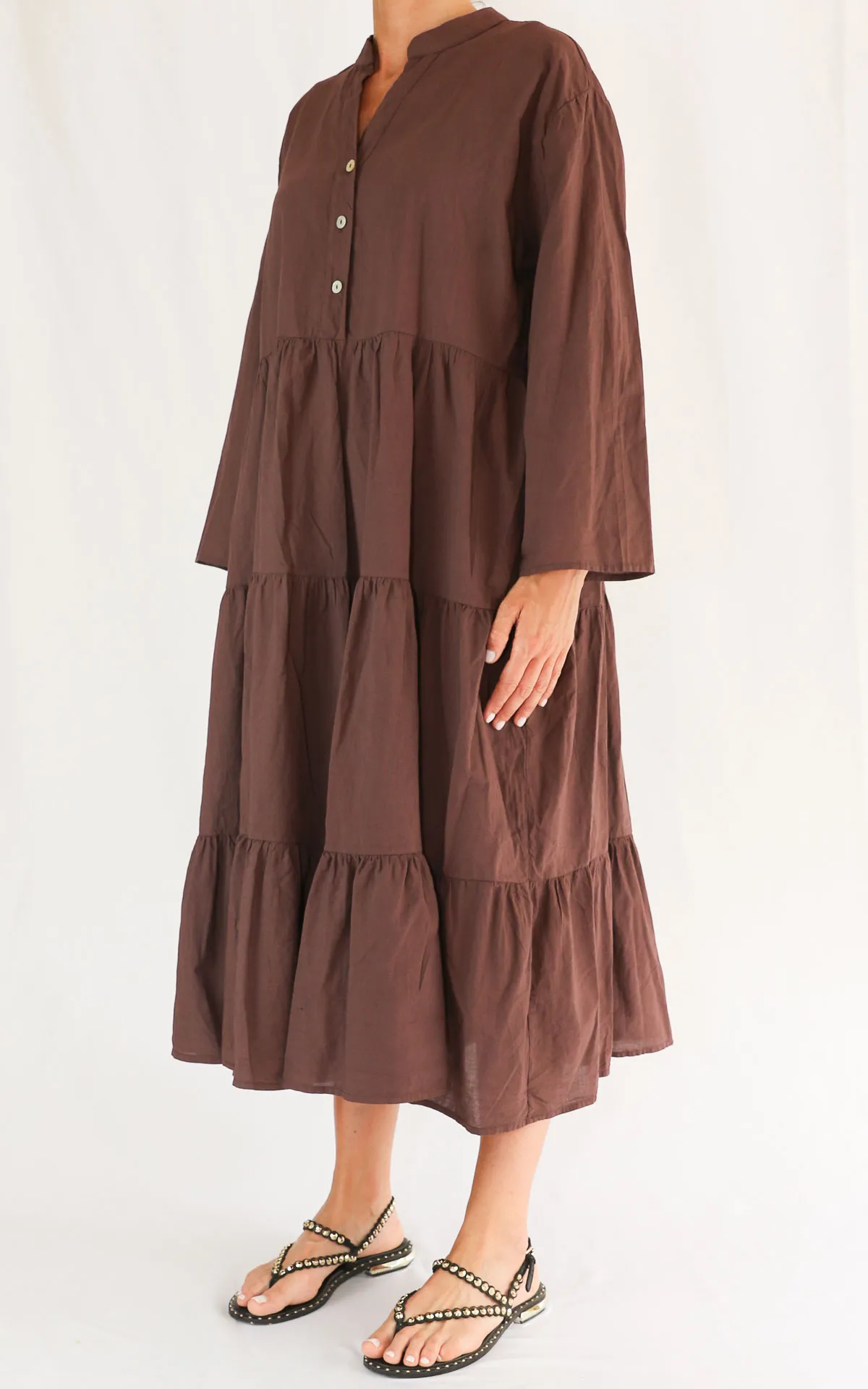 SUSYMIX – Abito camicia balze – CAFFÈ