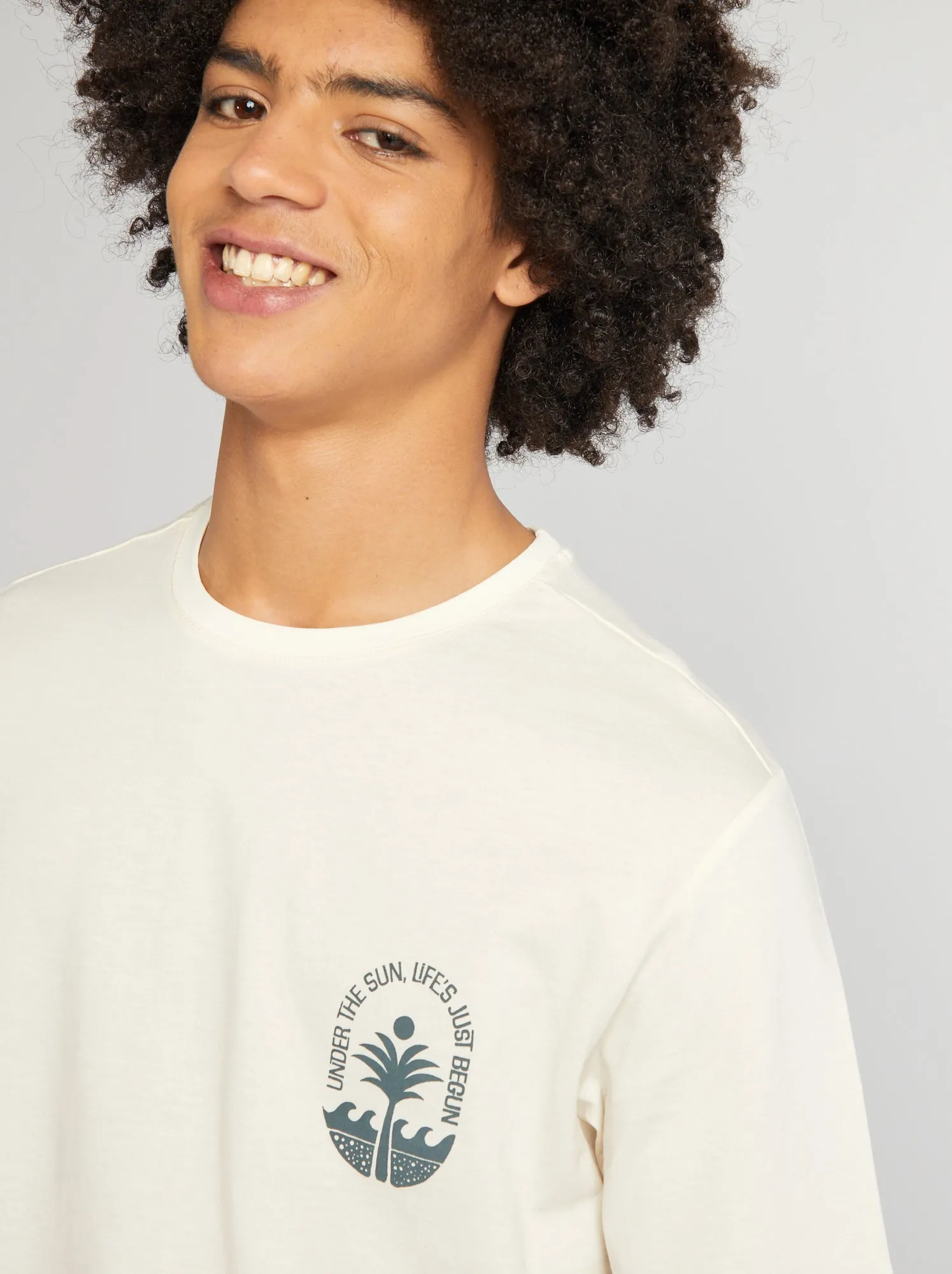 T-shirt in jersey con scollo tondo - BIANCO