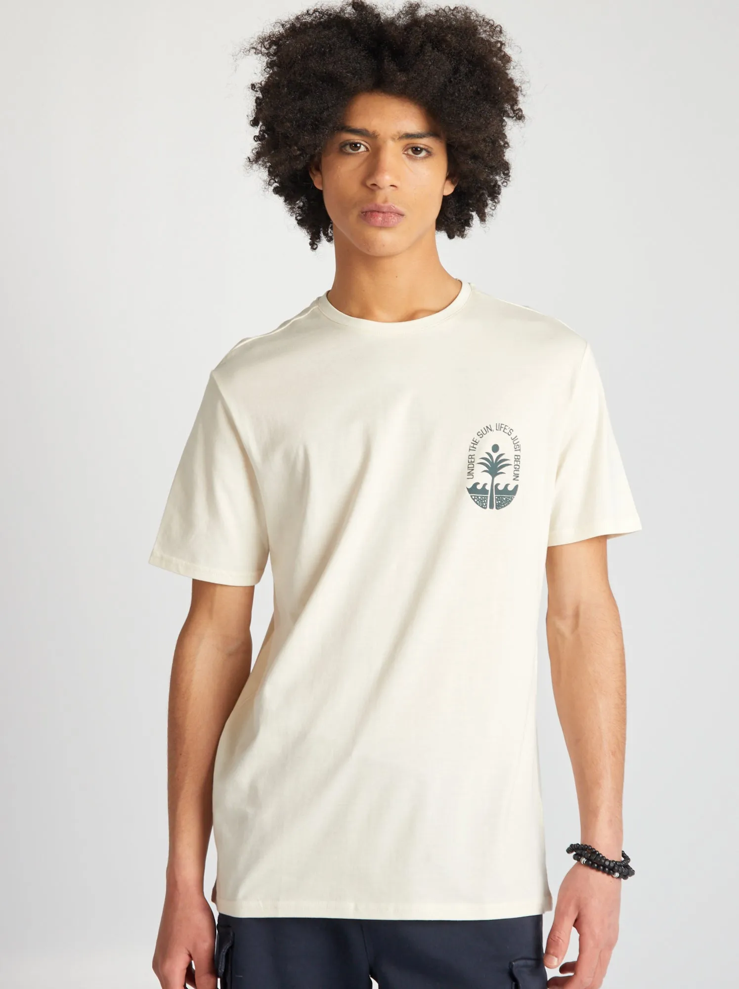 T-shirt in jersey con scollo tondo - BIANCO