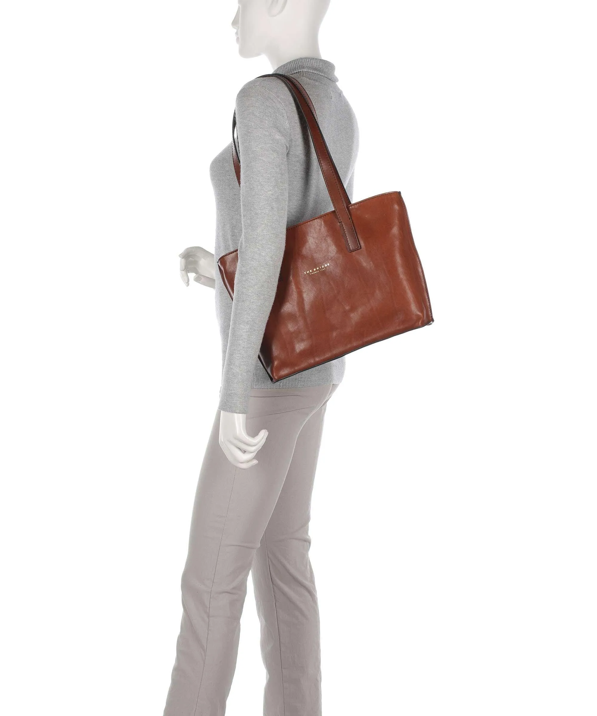  The Bridge Borsa shopper pelle di vacchetta finemente grana marrone  