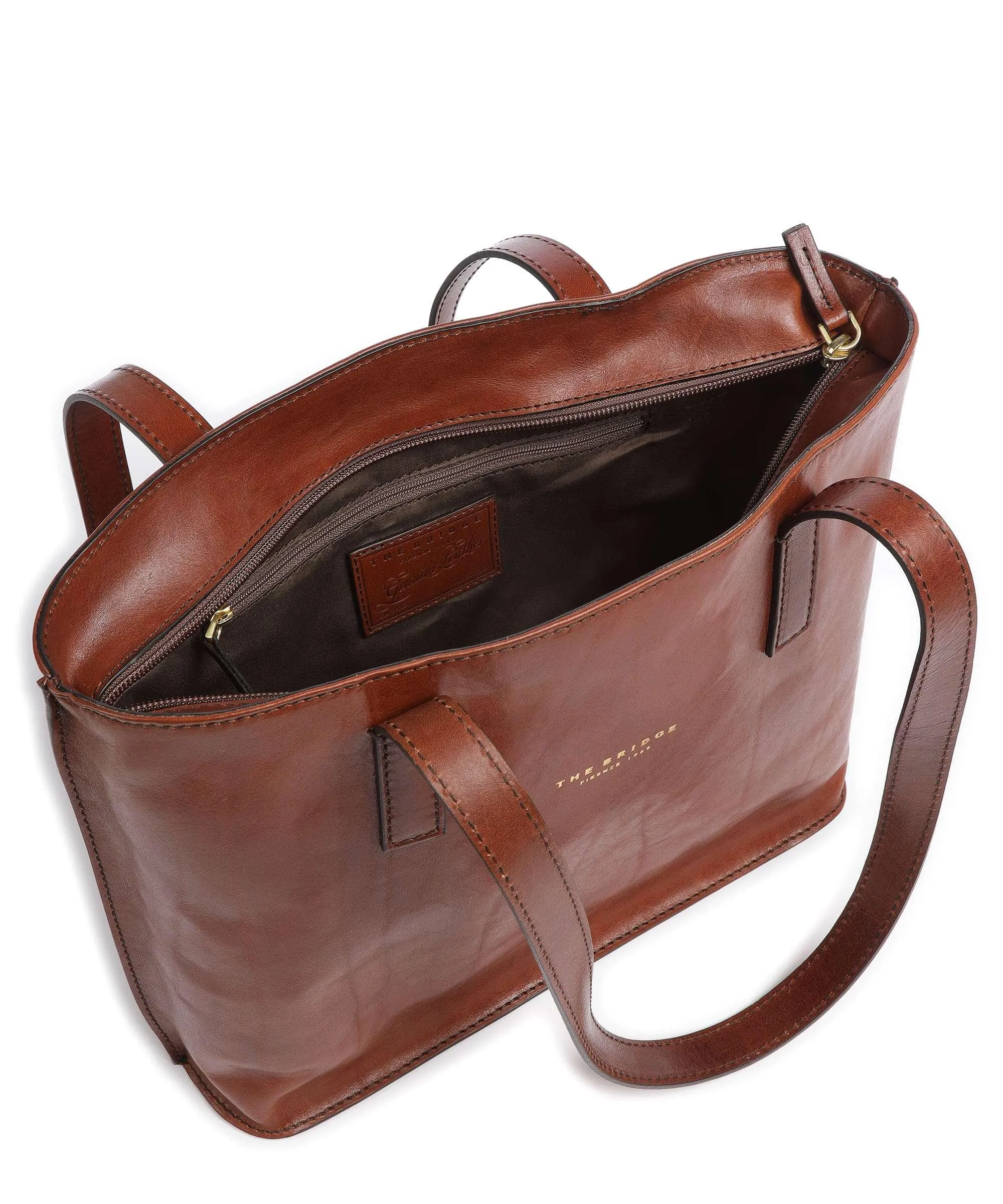  The Bridge Borsa shopper pelle di vacchetta finemente grana marrone  
