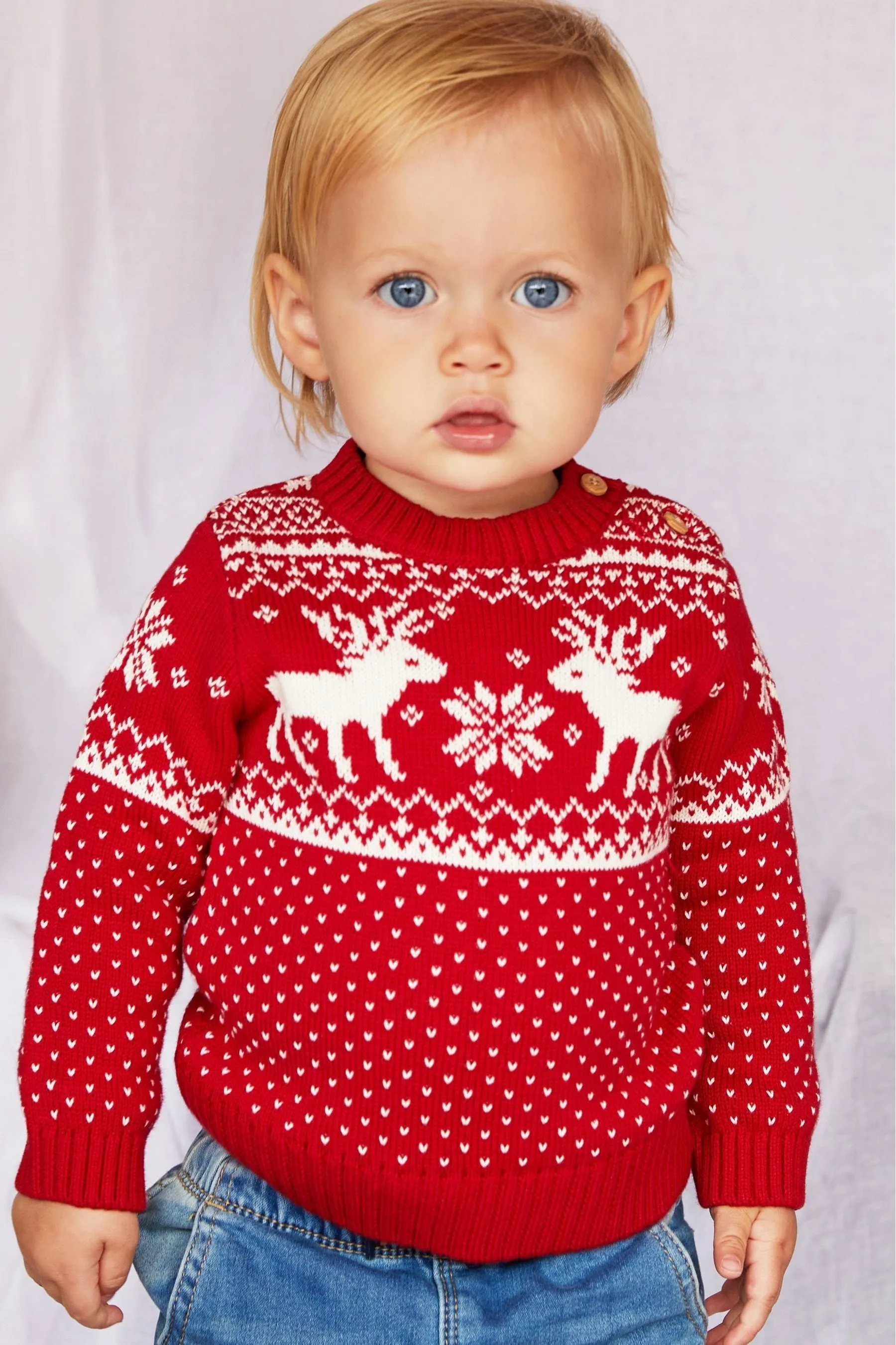The Little Tailor Baby Natale Renna Fairisle Maglione    