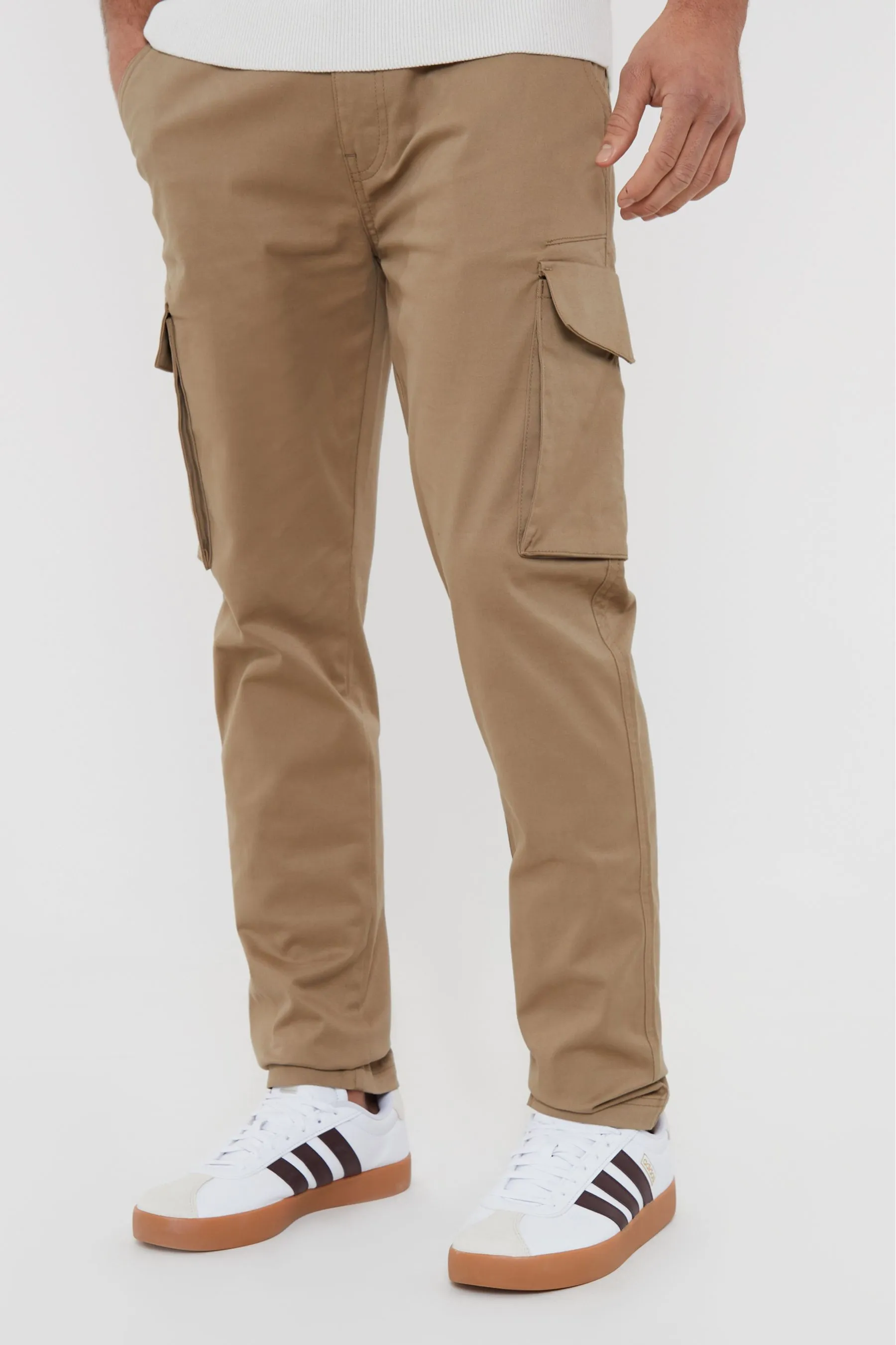 Threadbare - Pantaloni chino elasticizzati con tasca cargo in cotone